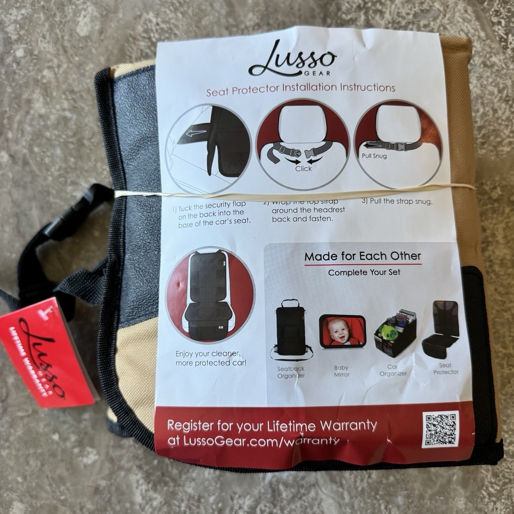 Lusso Gear Back Seat Car Organizer Black & Beige Polyester Easy Install